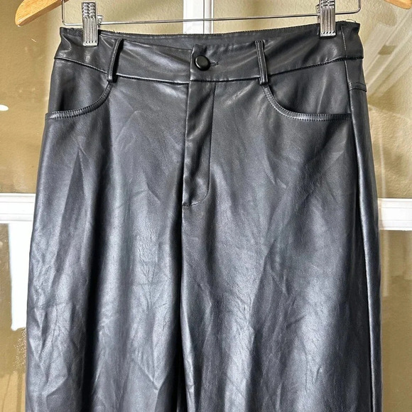SHEIN Faux Leather Stretch Straight Leg Pants Trousers - Petite Small - Picture 3 of 8